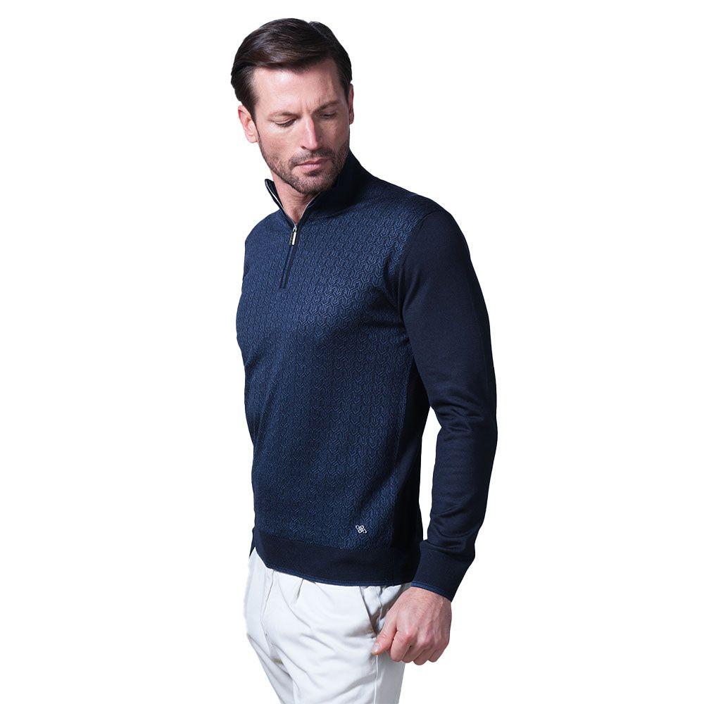 PASHMERE teget muški džemper od vune i svile