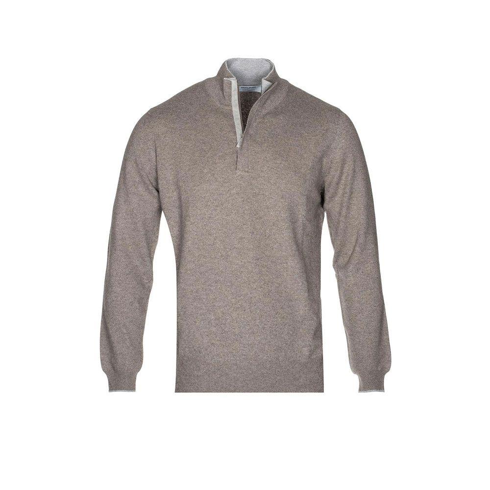 GRAN SASSO svijetlo braon muški džemper od vune i kašmira sa polu-rajsferšlusom