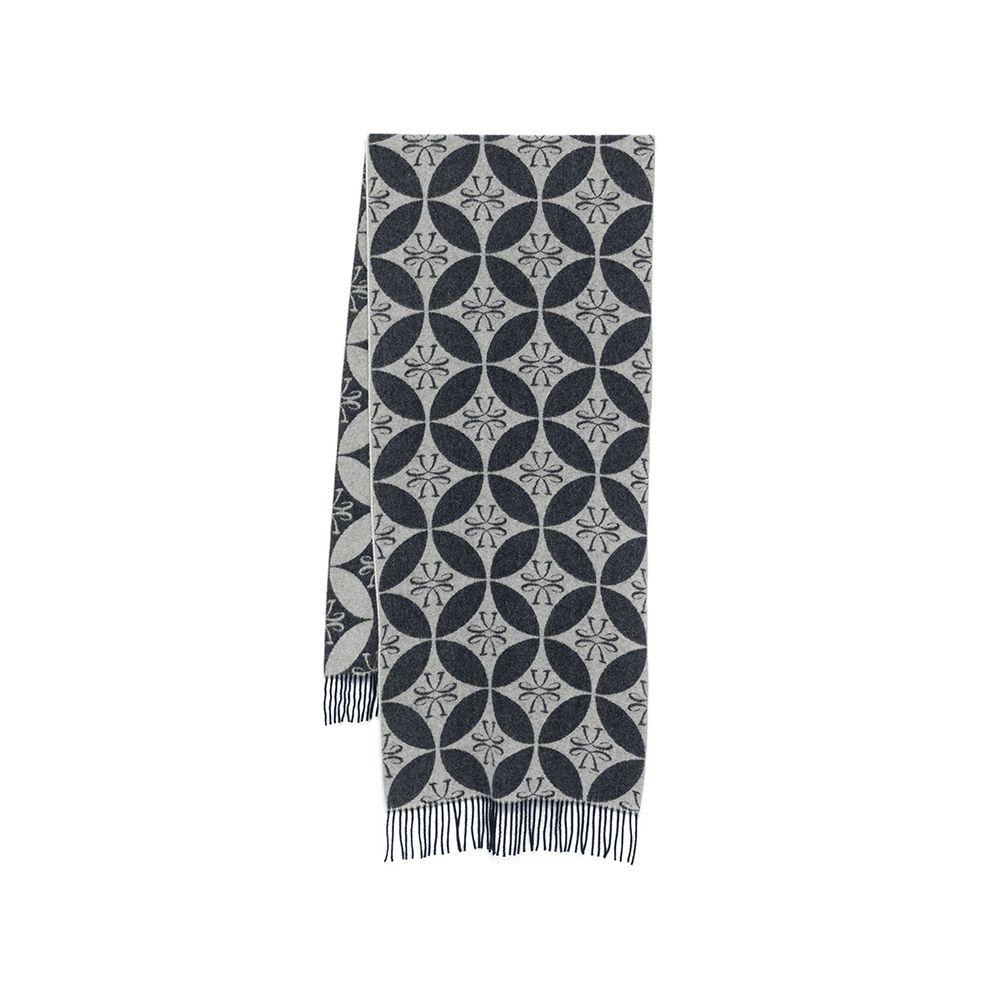 JACOB COHEN teget muški šal od vune sa džakard logoom