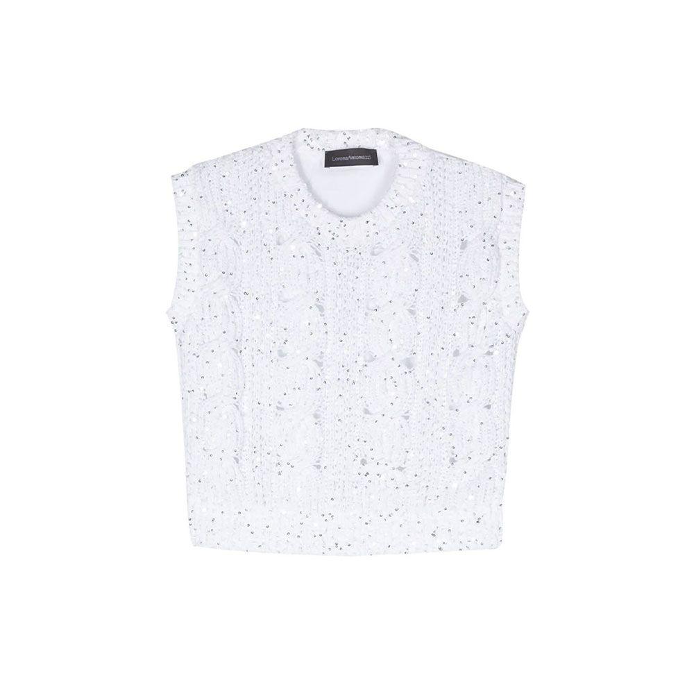  LORENA ANTONIAZZI bijeli končani ženski prsluk sa perlicama