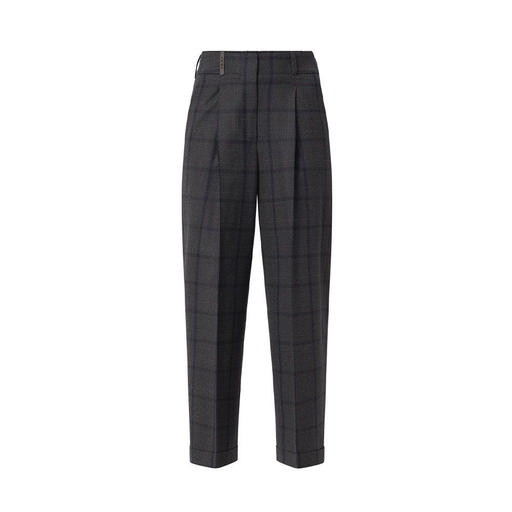 PESERICO tamno sive ženske karo pantalone