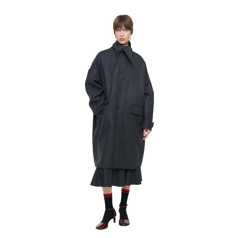 PLAN C sivi oversized kaput sa visokom kragnom