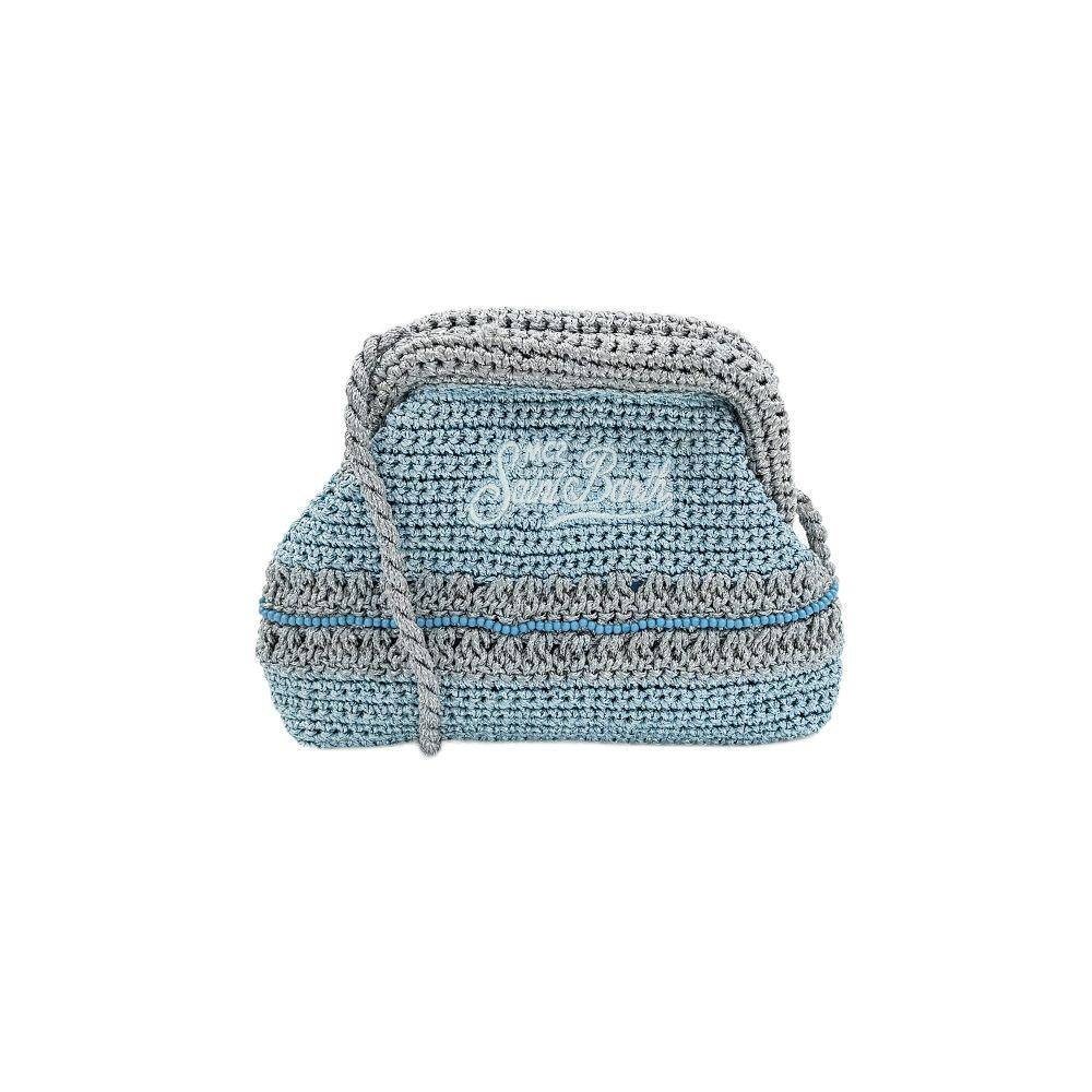 MC2 SAINT BARTH Crochet Pouch srebrno-plava heklana ženska torbica