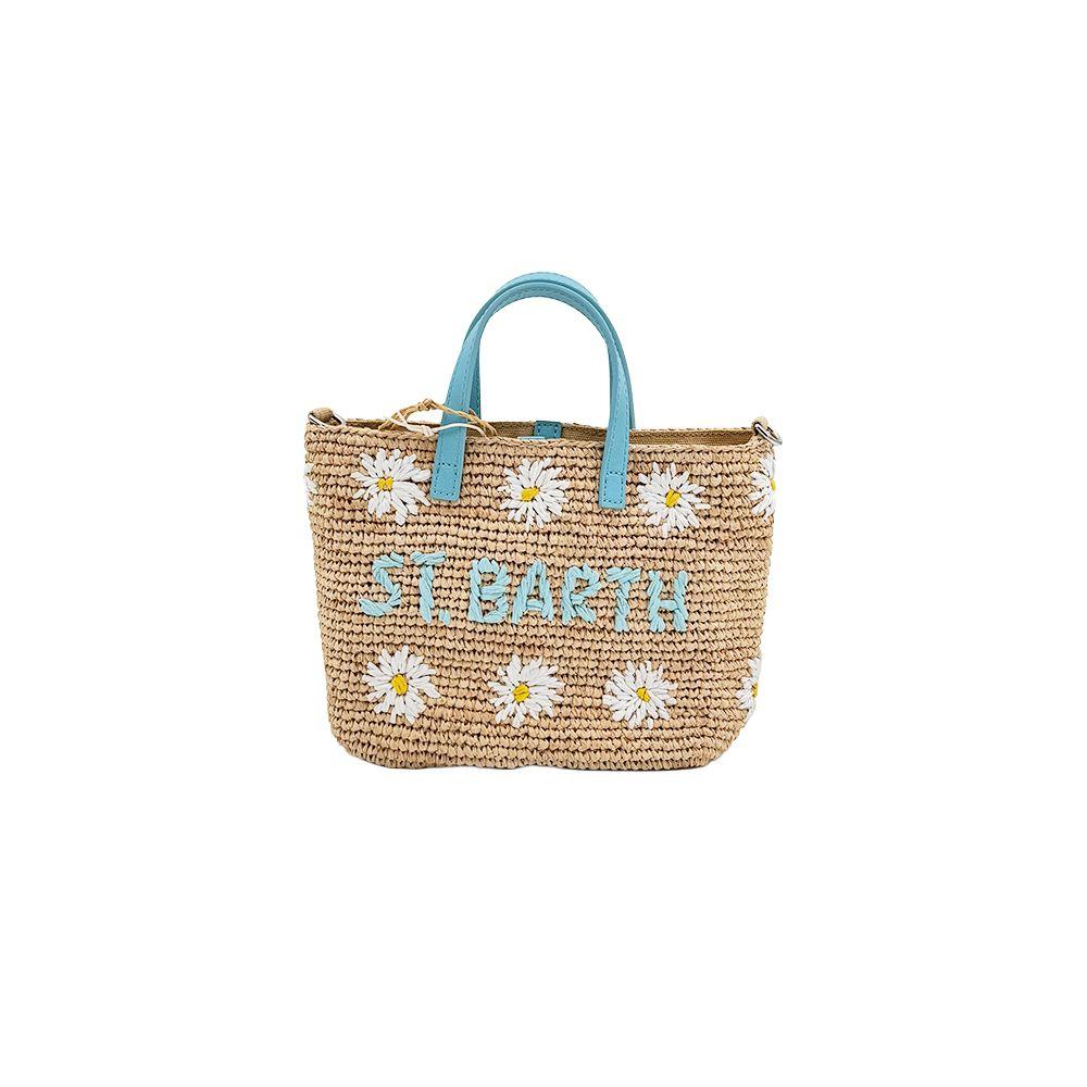 MC2 SAINT BARTH Raffia City Mini bež ženska torba sa cvijetovima