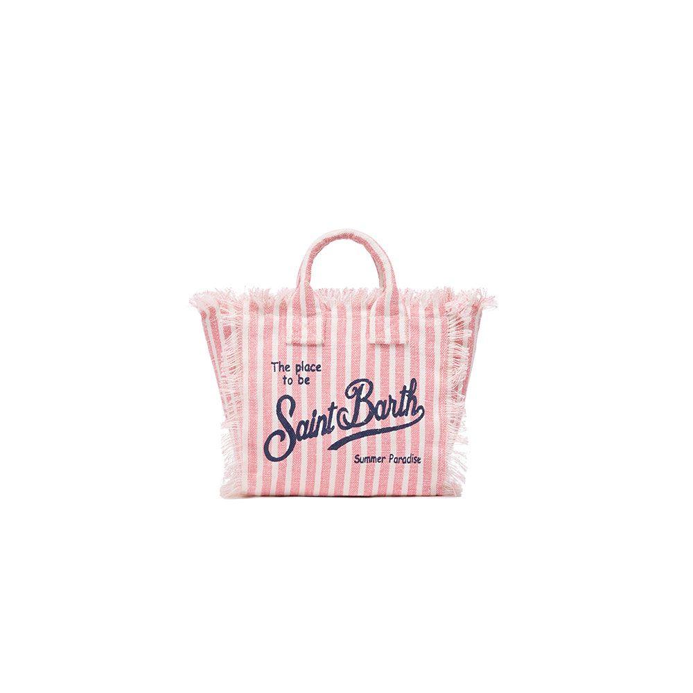 MC2 SAINT BARTH Mini Vanity roza-bijela lanena ženska torba