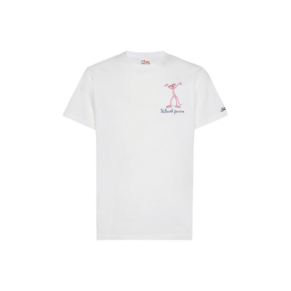 MC2 SAINT BARTH bijela muška majica sa Pink panterom i ispisom "St. Barth J'Arrive"