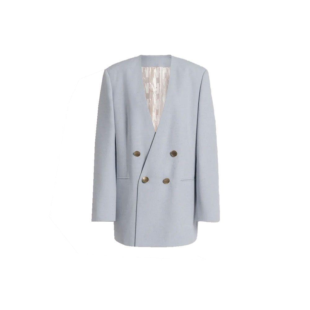 ALBERTA FERRETTI plavi ženski dvoredni tvid sako