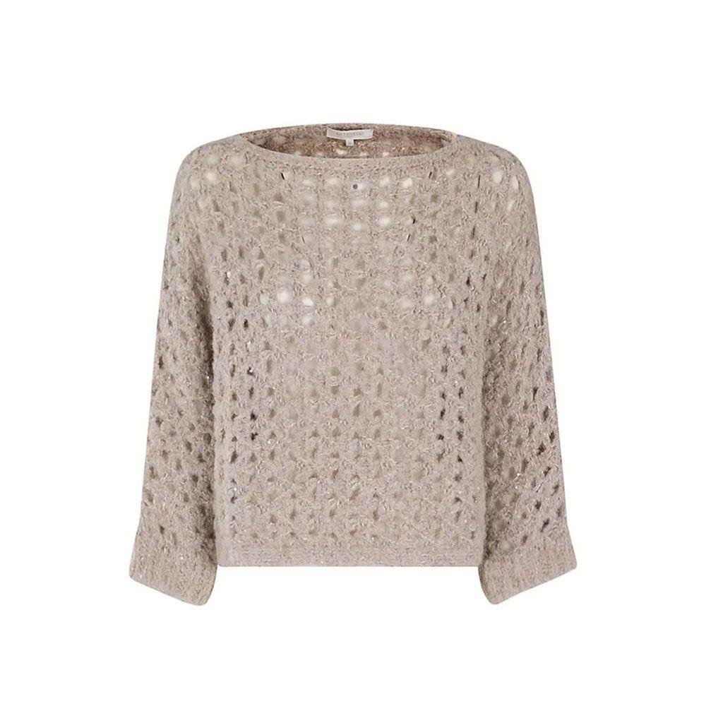 ANTONELLI svijetlo braon ženski džemper sa perlicama