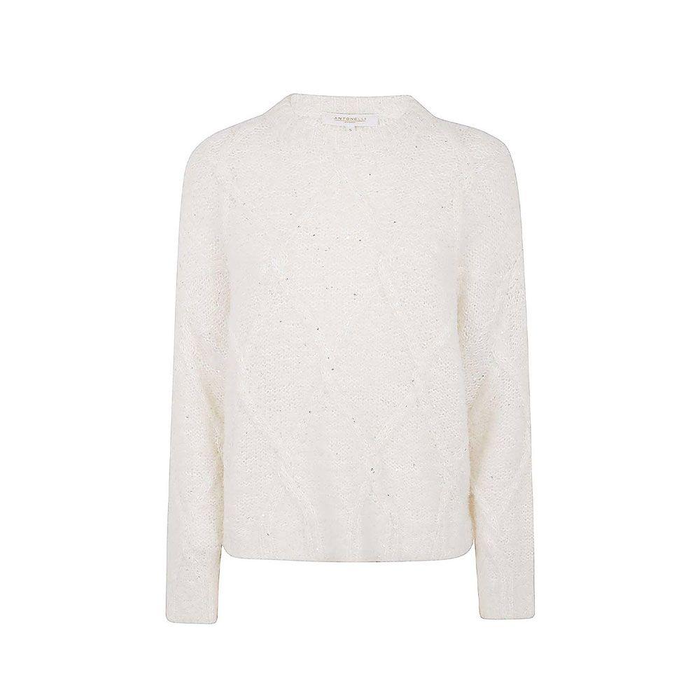 ANTONELLI mliječno bijeli ženski džemper sa perlicama