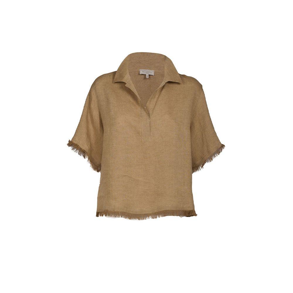 ANTONELLI Alex tamno bež lanena bluza sa resama