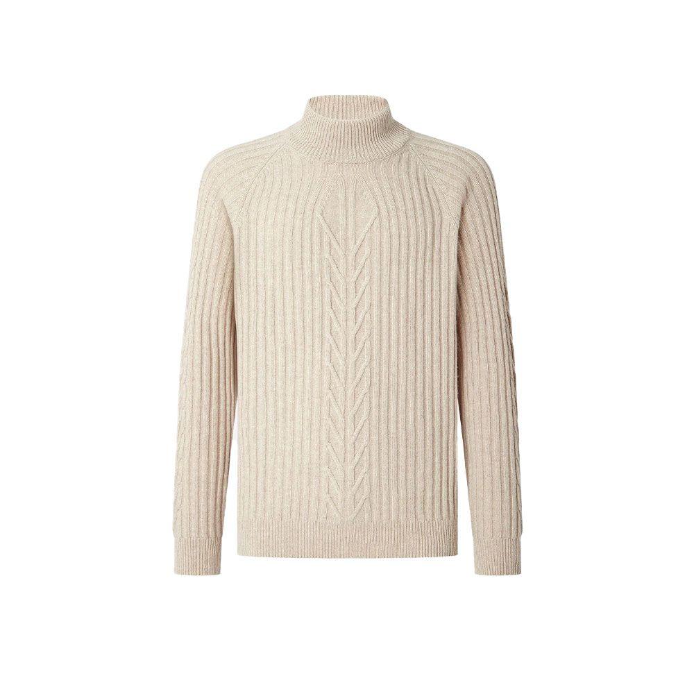 CORNELIANI bež muška polurolka od vune i svile sa pletenim detaljima