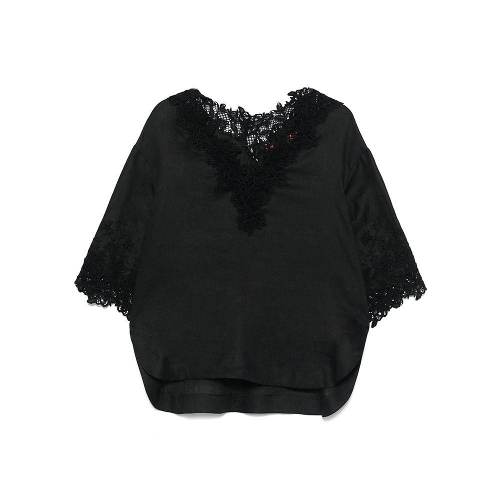 ERMANNO SCERVINO crna lanena ženska bluza