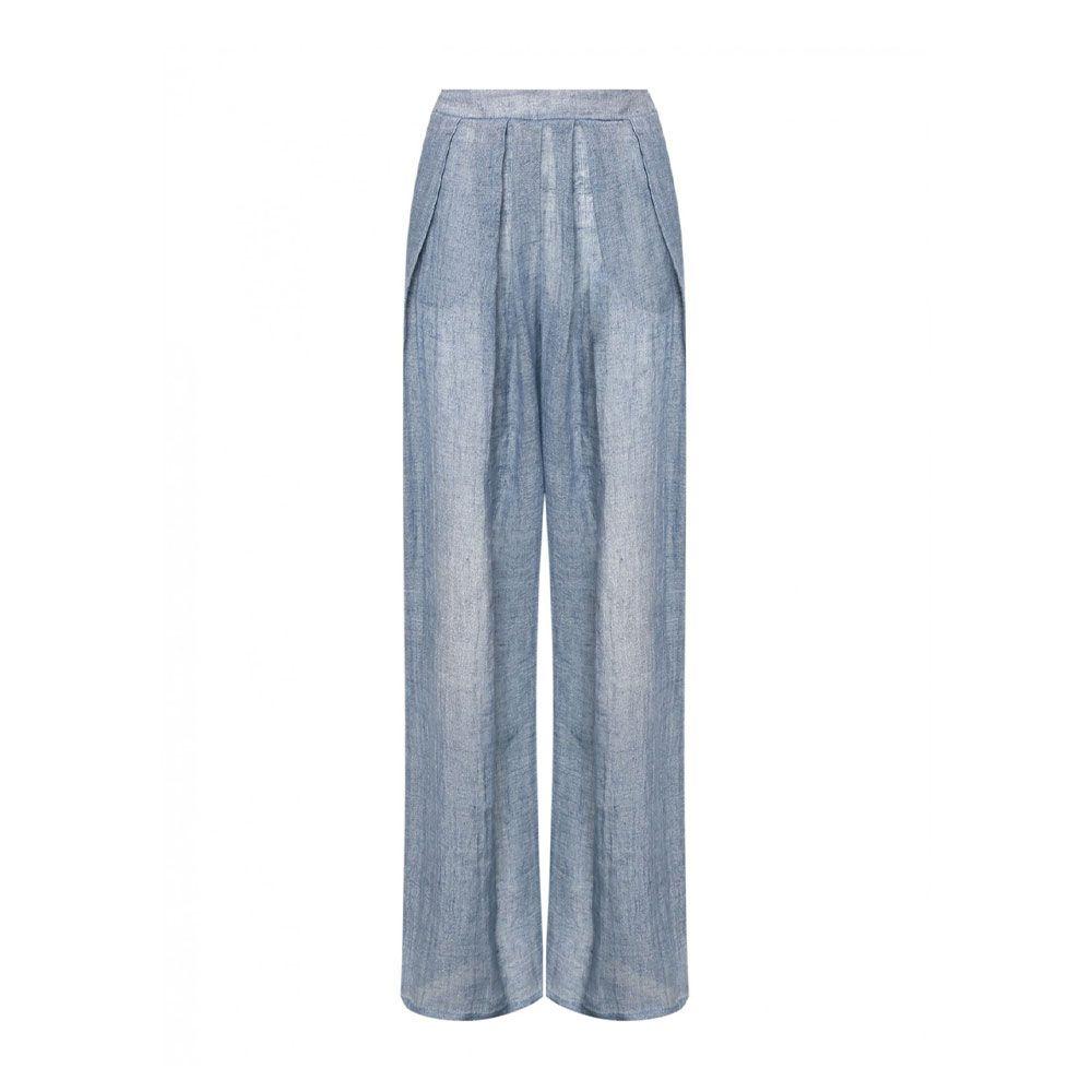 ERMANNO SCERVINO denim lanene pantalone na falte