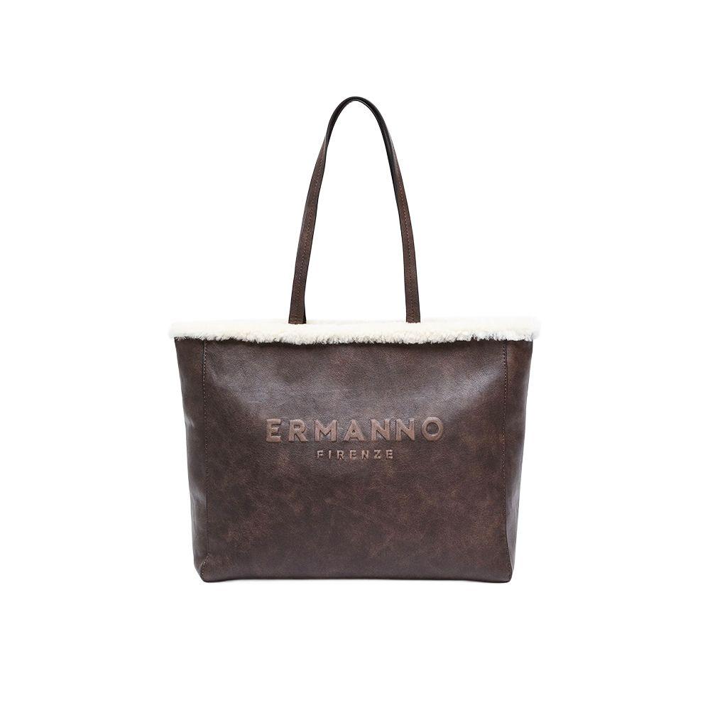 ERMANNO SCERVINO braon ženska tašna sa krznenim obodom