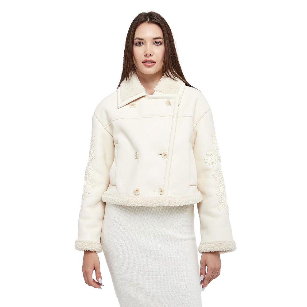 ERMANNO SCERVINO mliječno bijela ženska jakna sa duplim kopčanjem