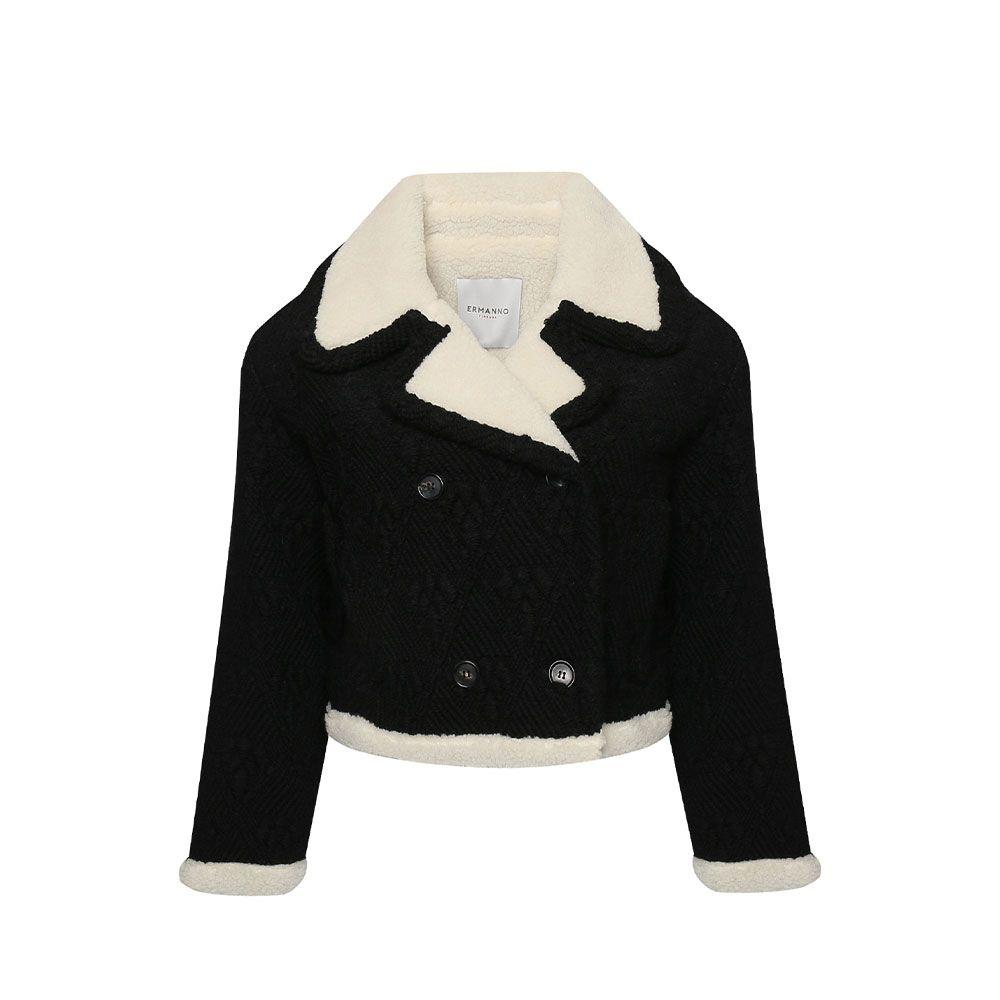 ERMANNO SCERVINO crna kraća ženska jakna sa duplim kopčanjem