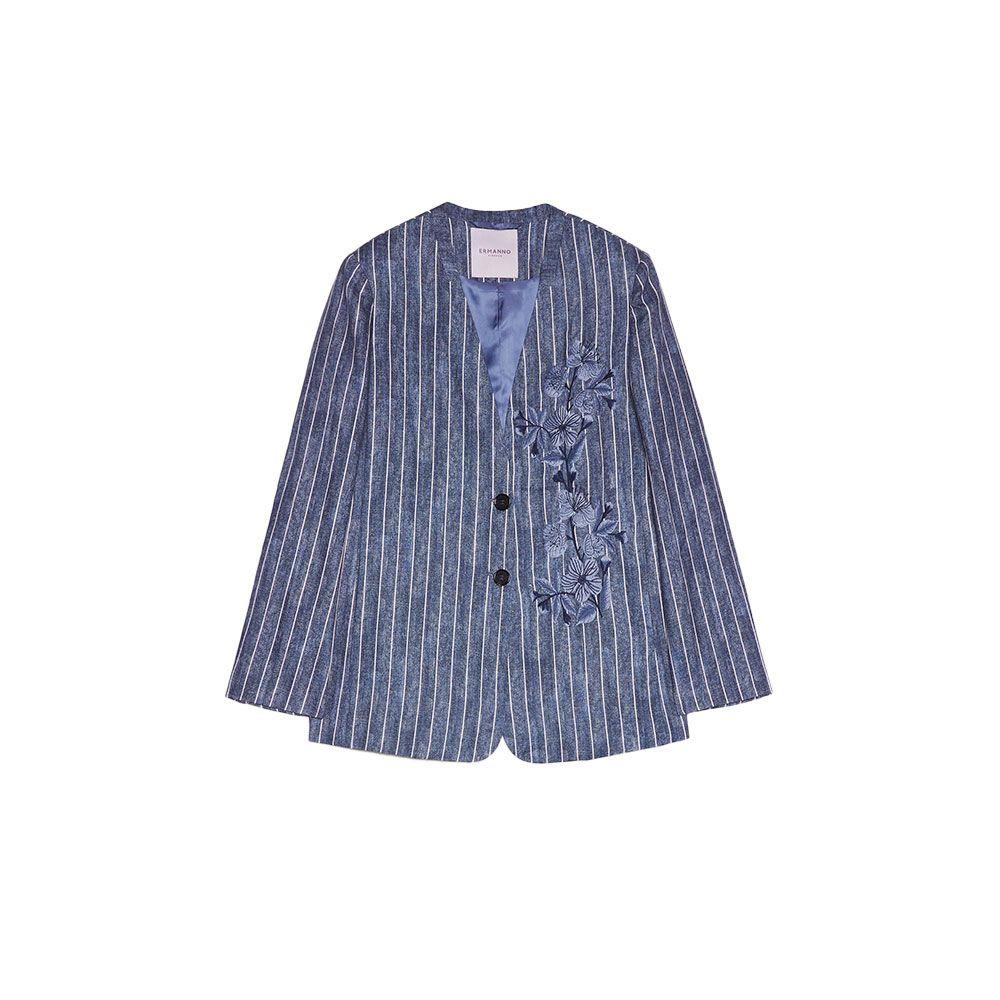 ERMANNO SCERVINO denim ženski prugasti sako