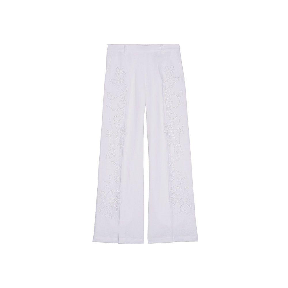 ERMANNO SCERVINO bijele ženske lanene pantalone sa vezom