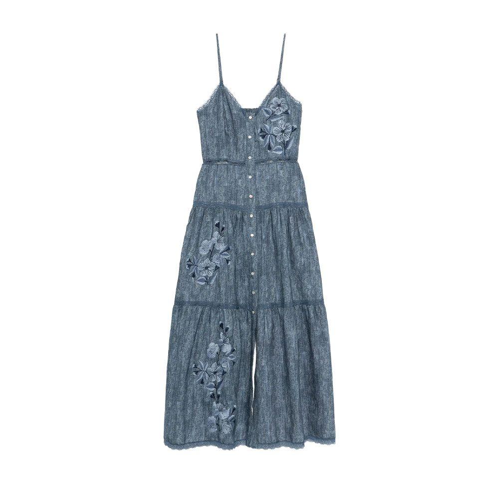 ERMANNO SCERVINO denim haljina sa cvjetnim čipkanim vezom