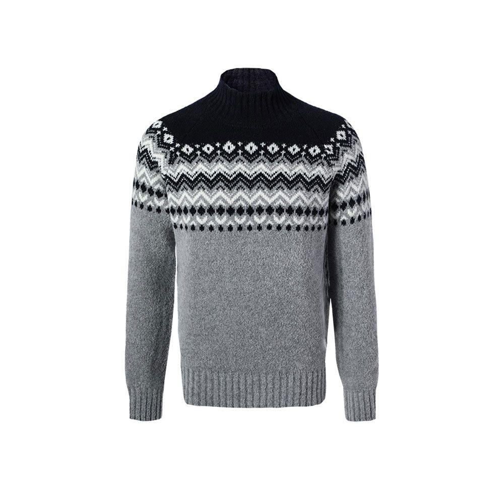 GRAN SASSO sivi muški džemper sa teget i bijelim šarama