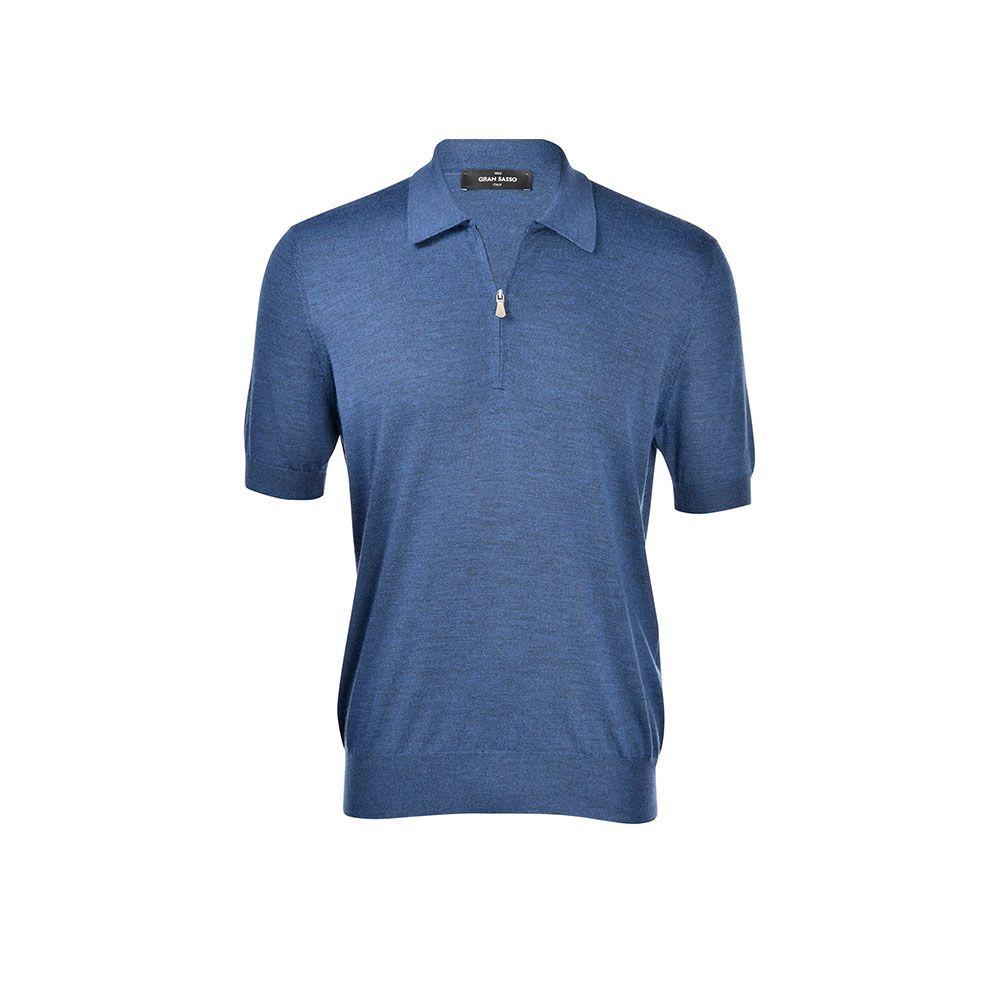 GRAN SASSO tamno plava polo muška majica sa rajfešlusom