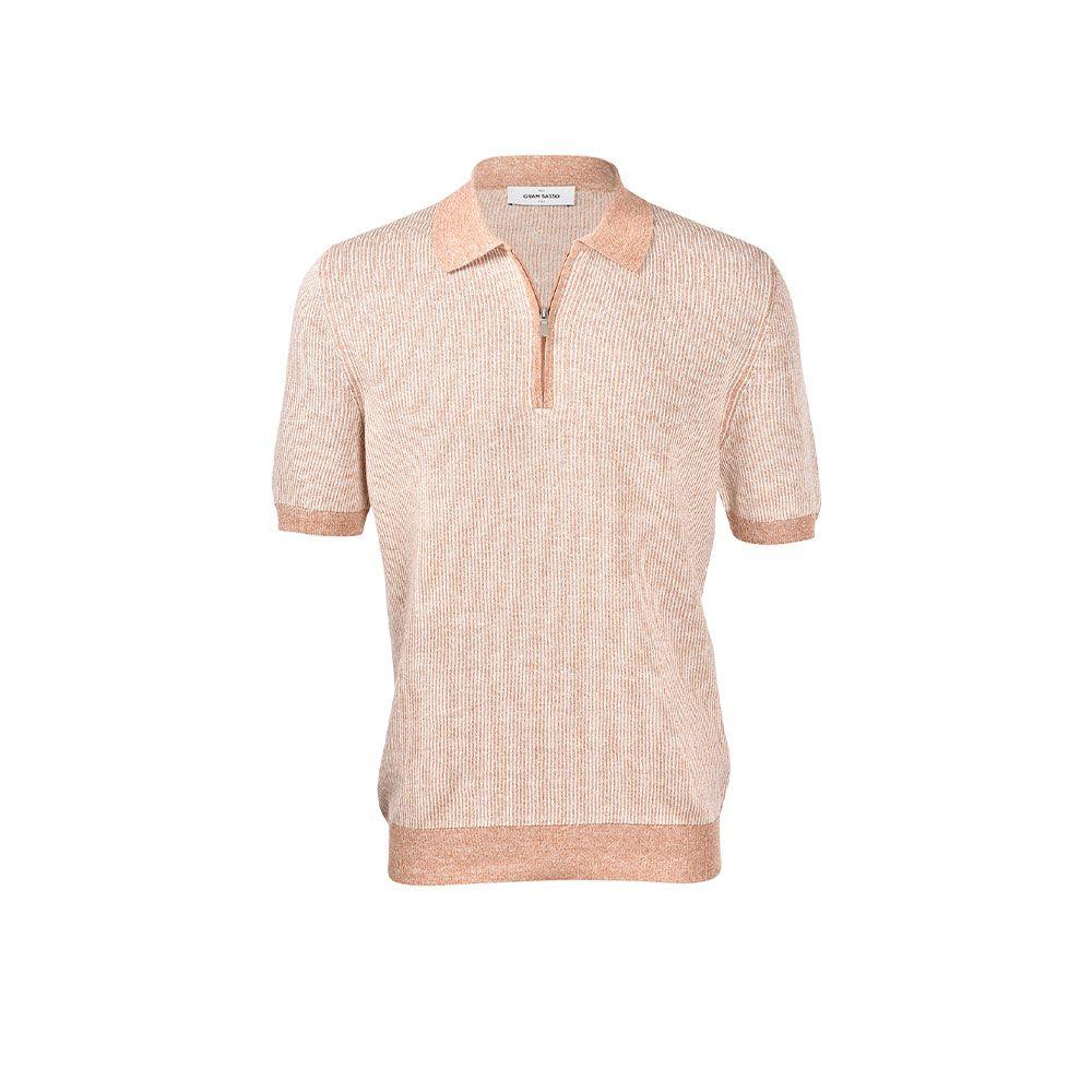 GRAN SASSO svijetlo braon polo muška rebrasta majica