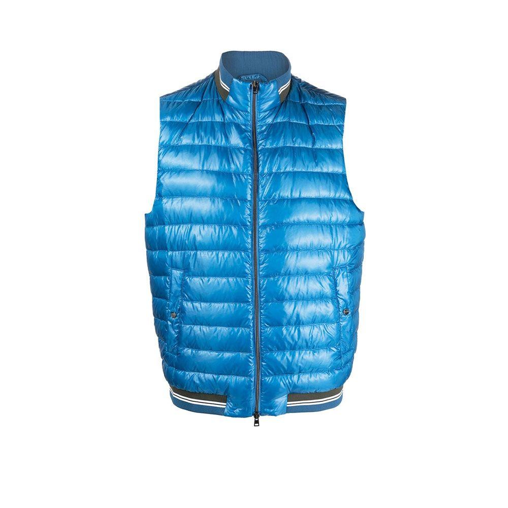 HERNO plavi muški štepani prsluk punjen perjem