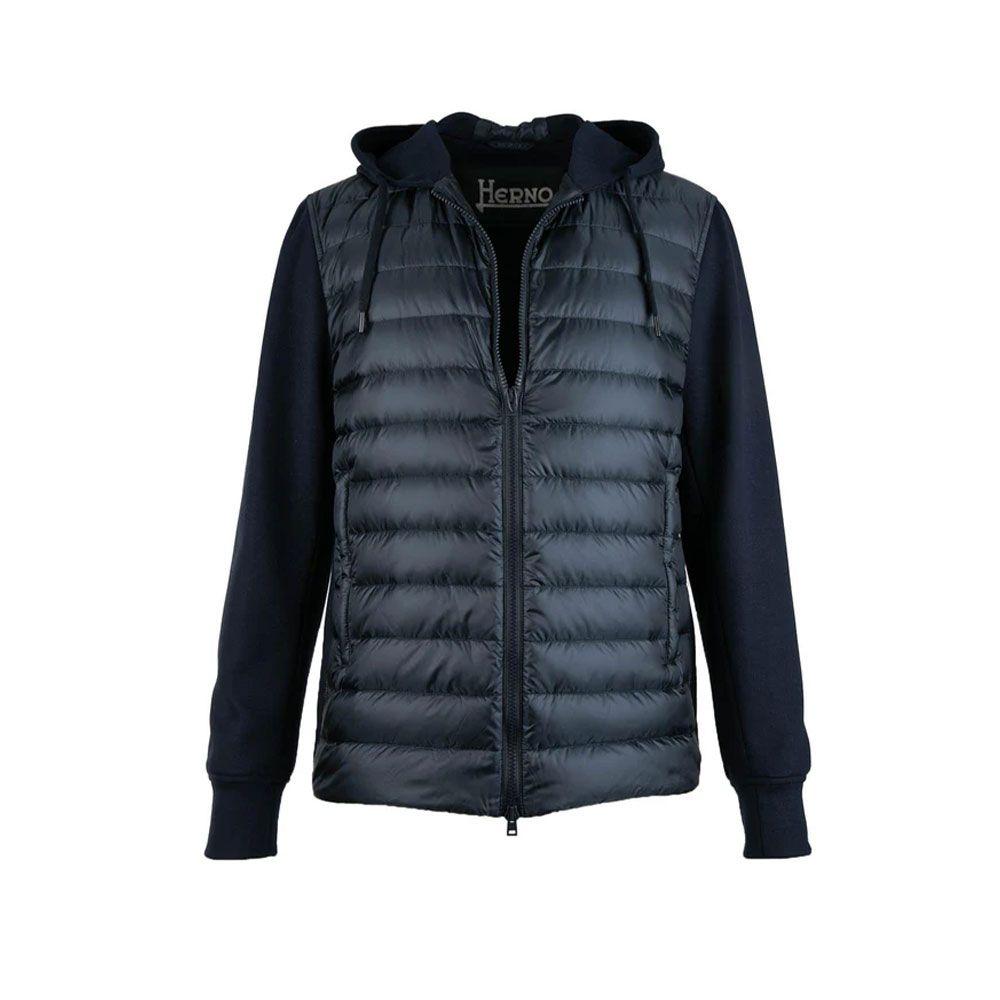 HERNO teget muška štepana jakna sa kapuljačom