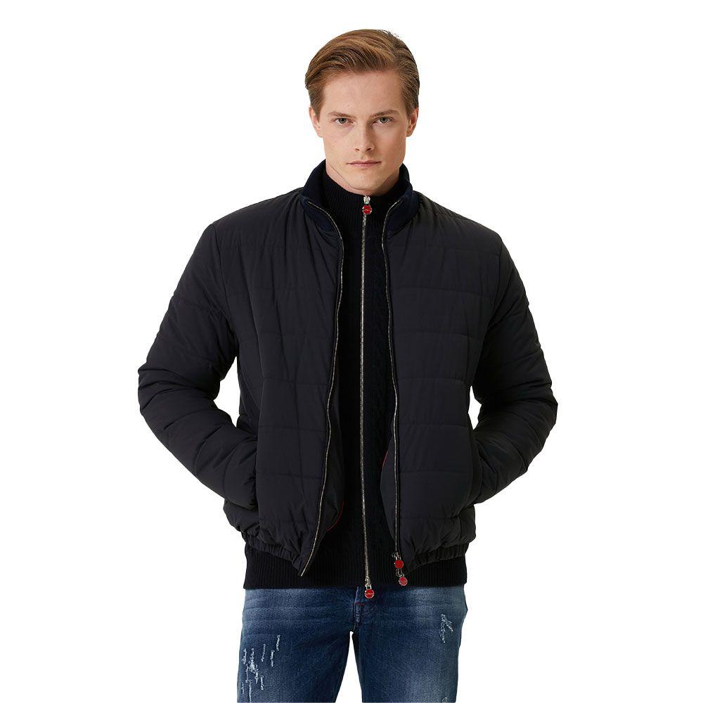 KITON teget muška jakna sa pletenom kragnom