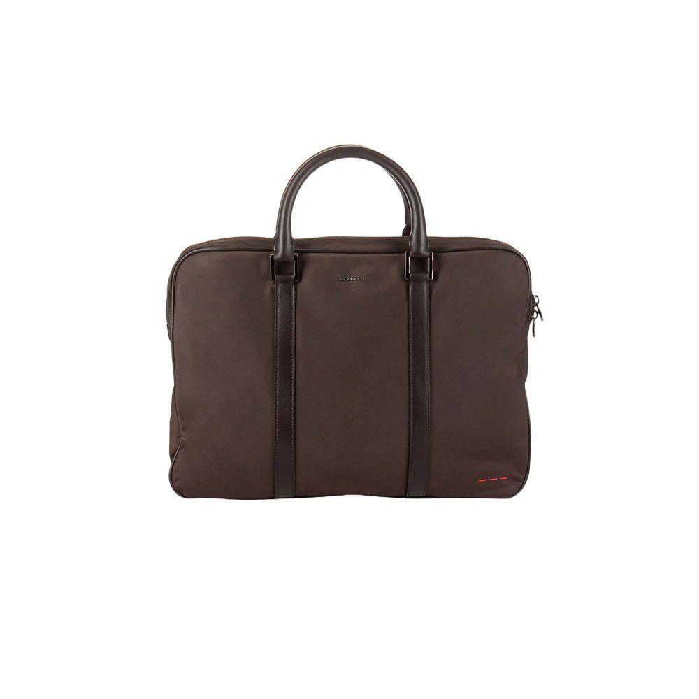 KITON braon muška platnena torba sa kožnim detaljima
