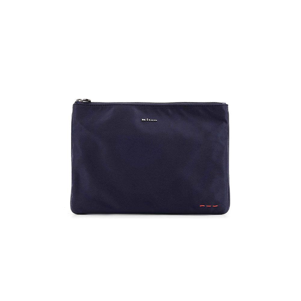 KITON teget muška platnena torba sa crvenim štepom