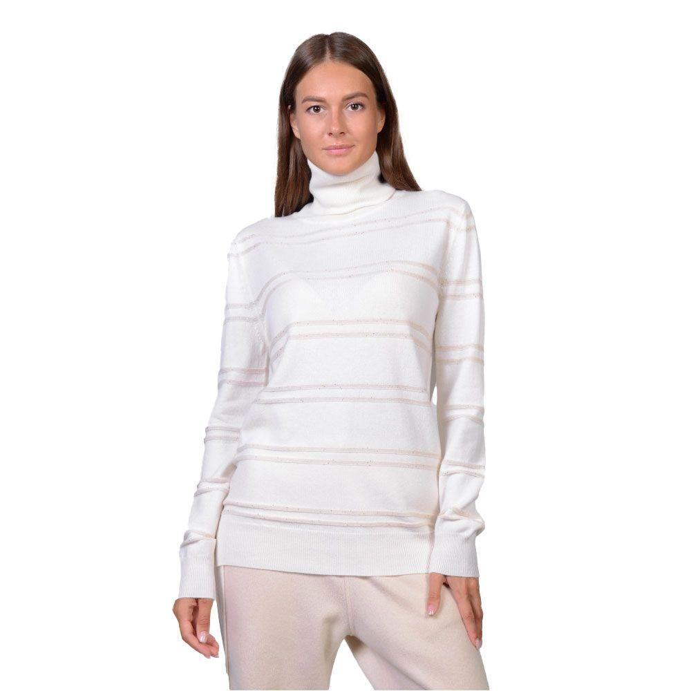 LORENA ANTONIAZZI mliječno bijela ženska rolka sa prugama i perlicama