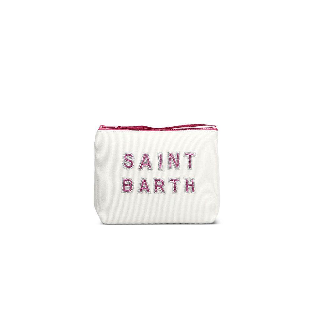 MC2 SAINT BARTH Aline bijeli neseser sa vezenim logotipom od perlica