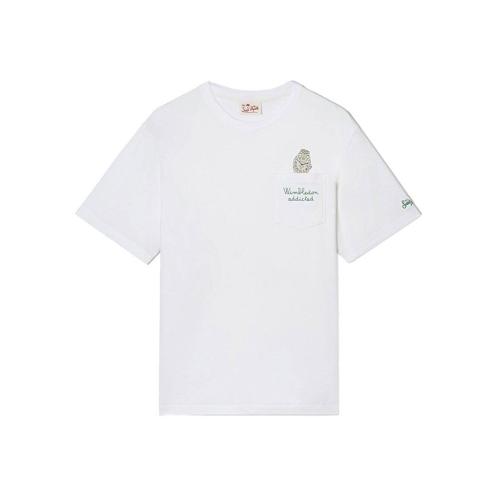 MC2 SAINT BARTH bijela muška majica sa "Wimbledon Addicted" vezom