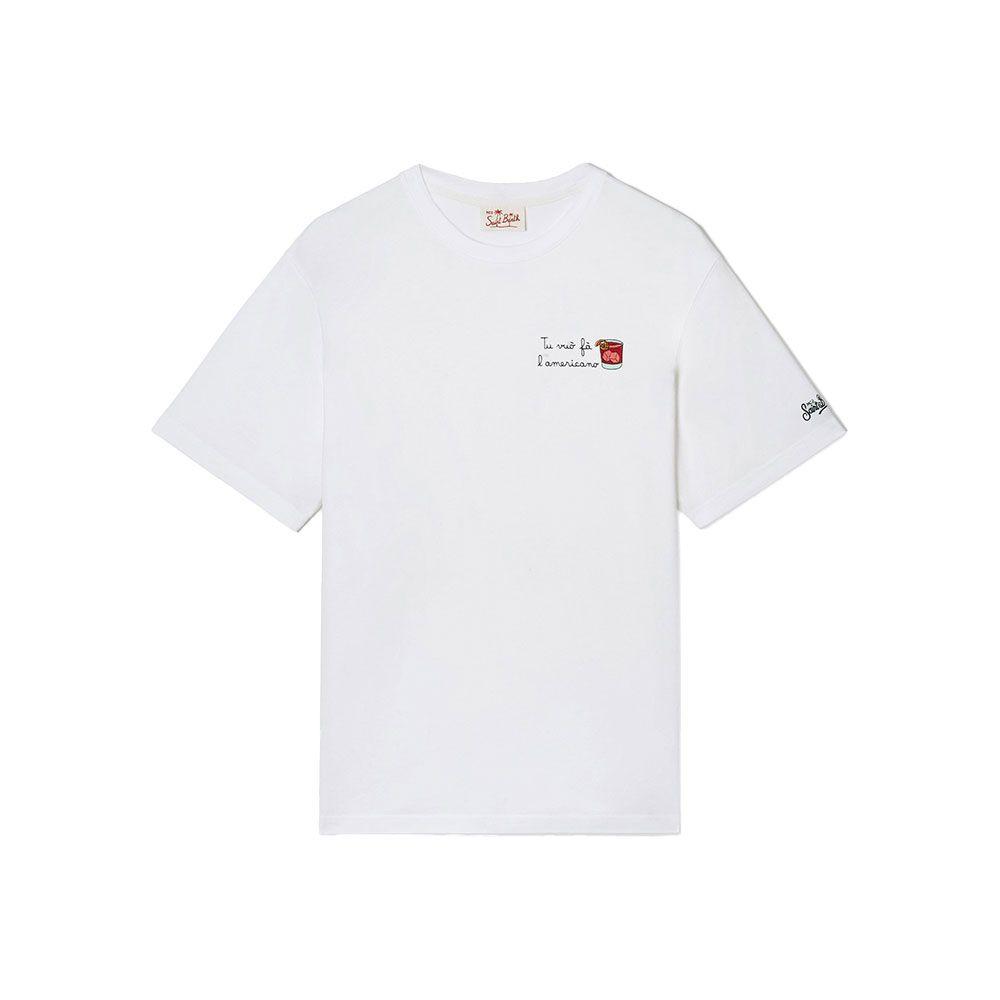 MC2 SAINT BARTH bijela muška majica sa "Tu Vuò Fà L'americano" vezom