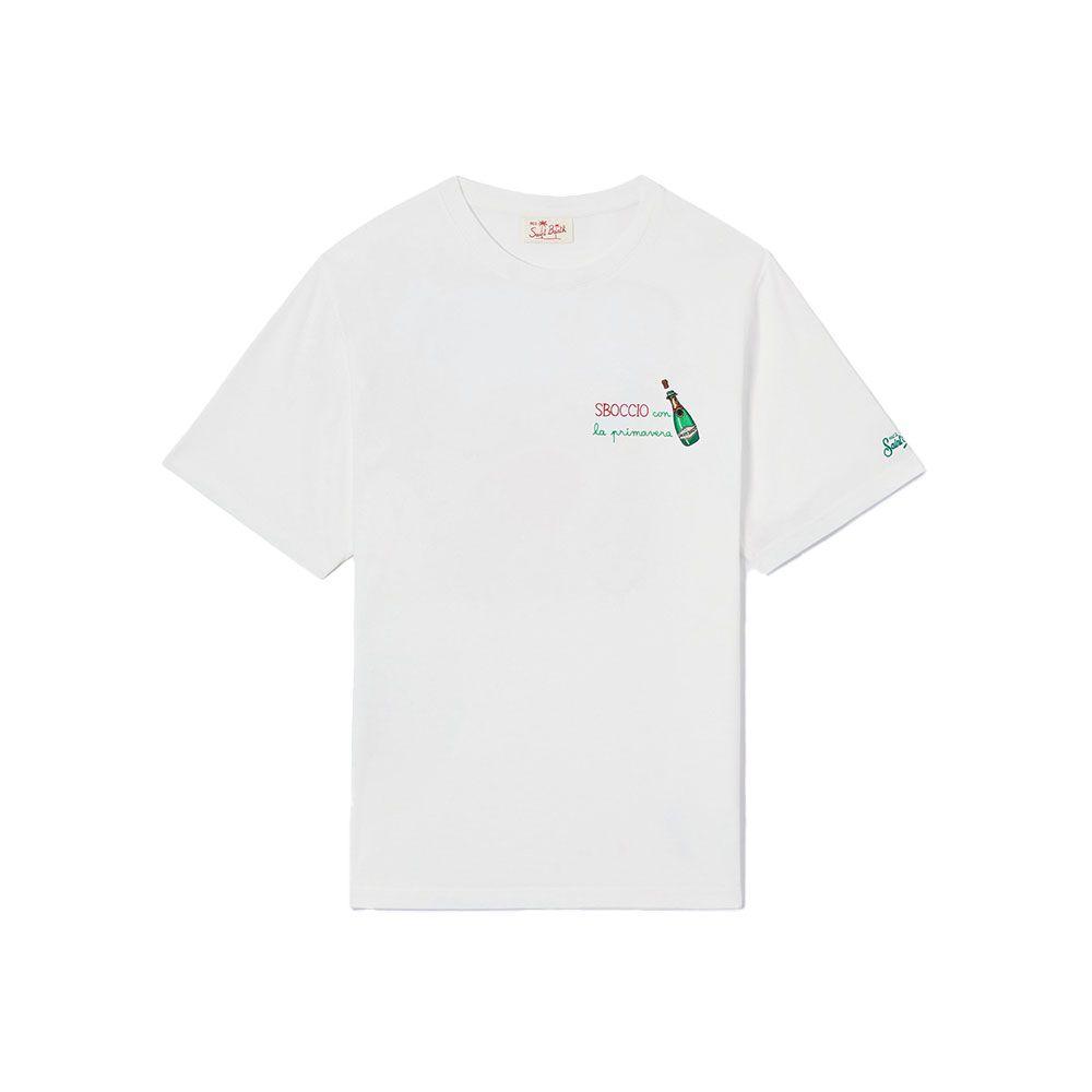 MC2 SAINT BARTH bijela muška majica sa "Sboccio Con La Primavera" vezom