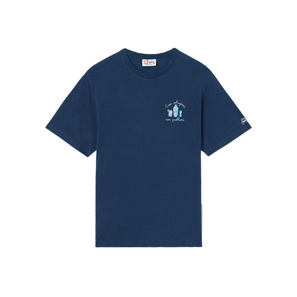 MC2 SAINT BARTH teget muška majica sa "Creo Soluzioni Non Problemi" vezom