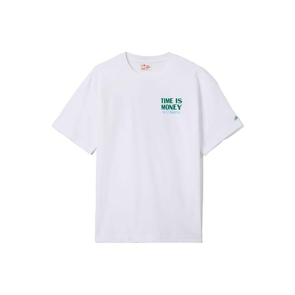 MC2 SAINT BARTH bijela muška majica sa "Time Is Money" printom