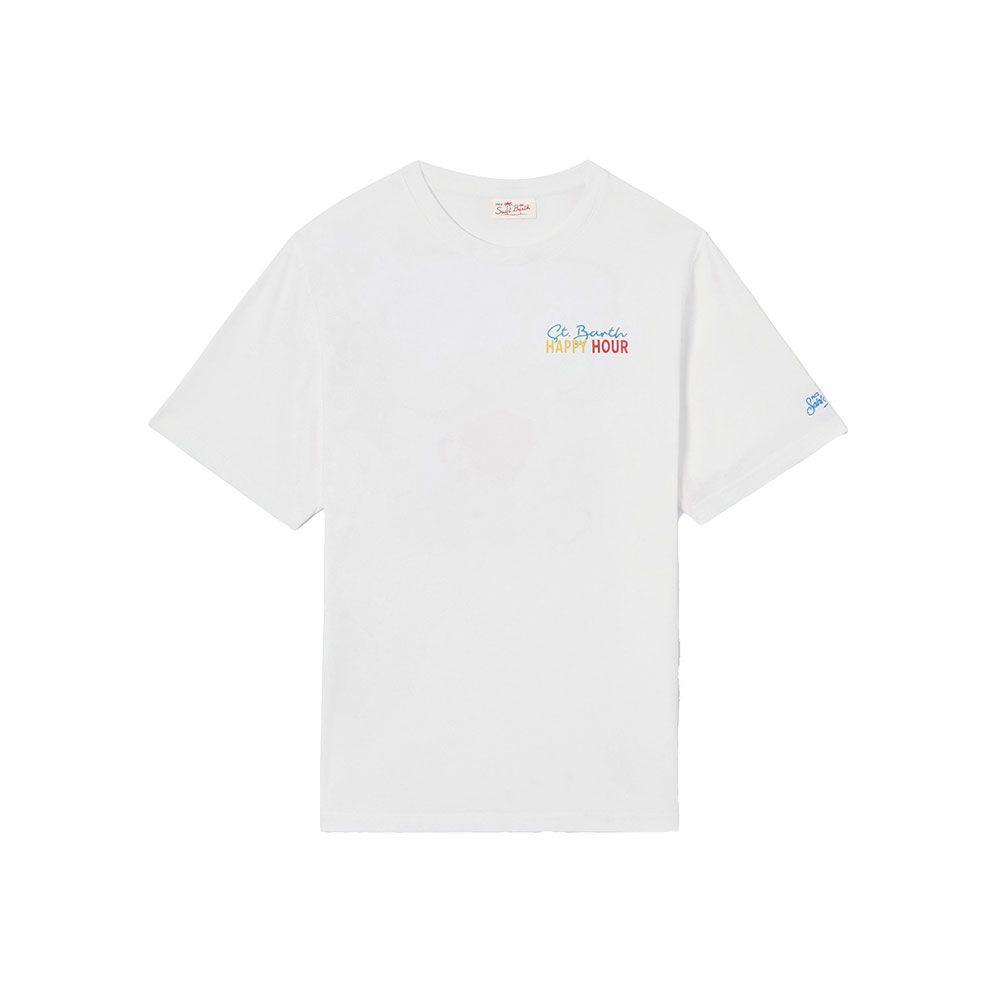 MC2 SAINT BARTH bijela muška majica sa "St. Barth Happy Hour" printom