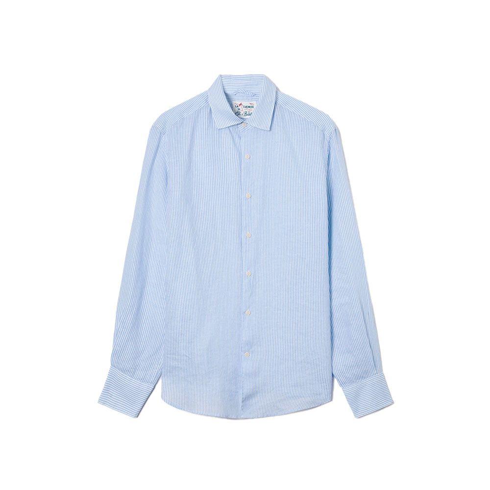 MC2 SAINT BARTH Pamplona svijetloplava prugasta lanena muška košulja