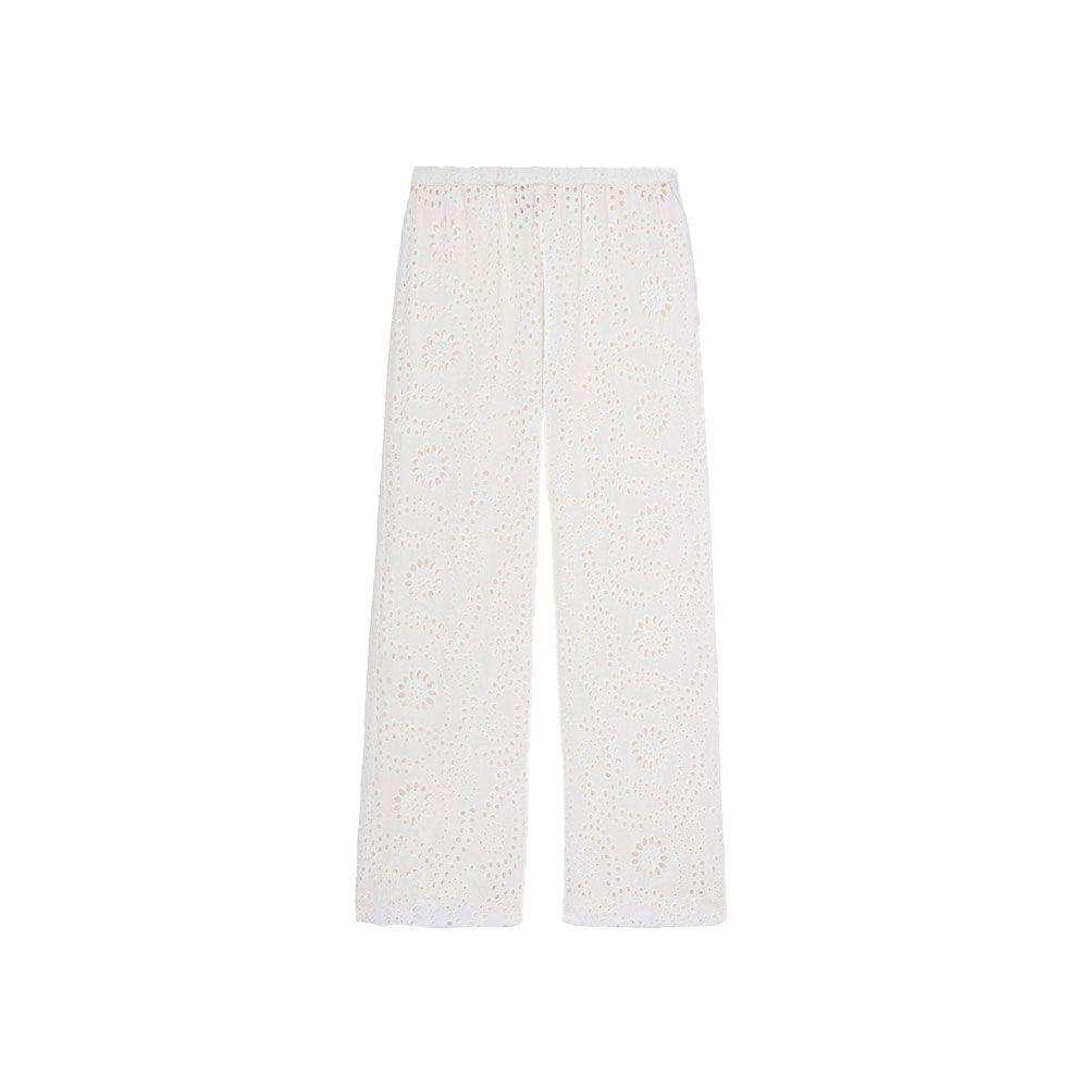 MC2 SAINT BARTH bijele ženske pantalone sa sangallo vezom