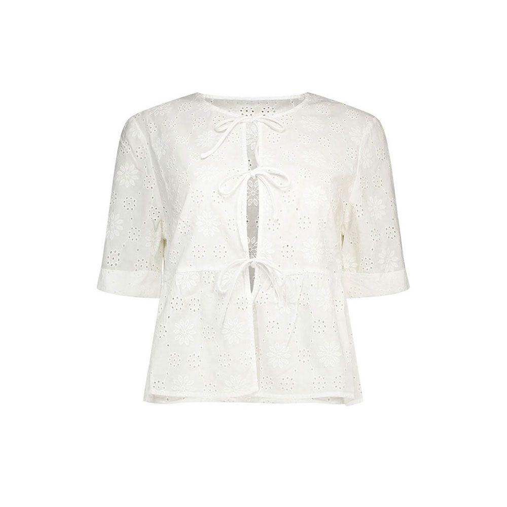 MC2 SAINT BARTH bijela ženska bluza sa sangallo vezom