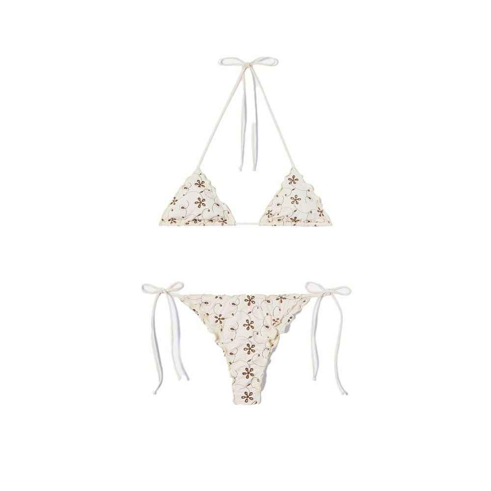 MC2 SAINT BARTH krem bikini od sangallo tkanine sa kontrastnim vezom