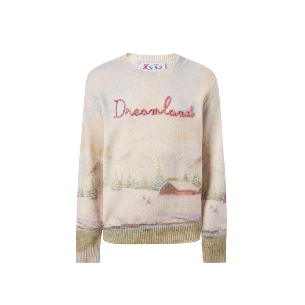 MC2 SAINT BARTH bež ženski džemper sa rozim natpisom Dreamland