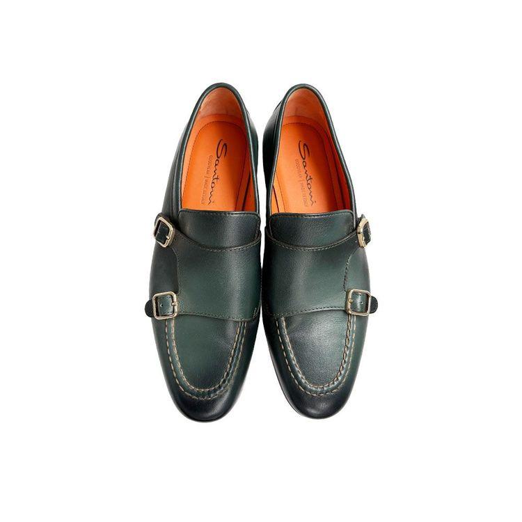 SANTONI Double Buckle tamno zelene cipele