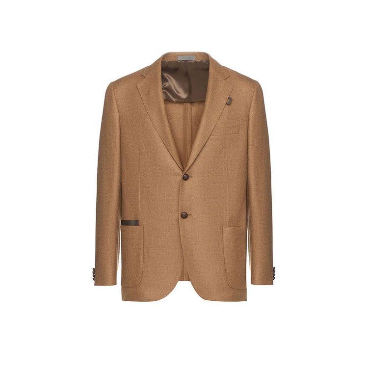 CORNELIANI kamel muški sako sa kožnim detaljima