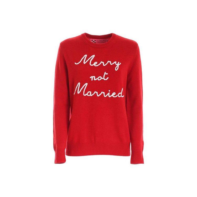 MC2 SAINT BARTH crveni ženski džemper sa bijelim natpisom Merry Not Married