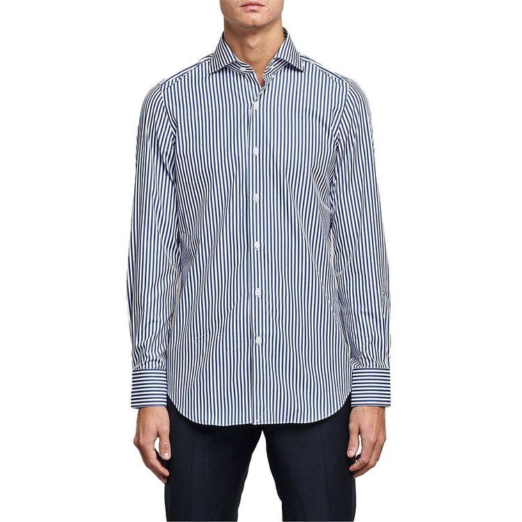 FINAMORE Milano indigo-bijela prugasta muška košulja