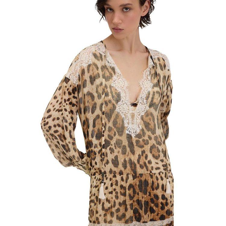 ERMANNO SCERVINO leopard haljina sa čipkanim detaljima