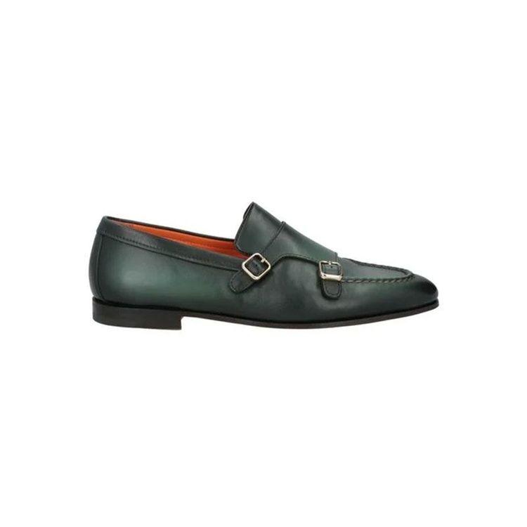 SANTONI Double Buckle tamno zelene cipele
